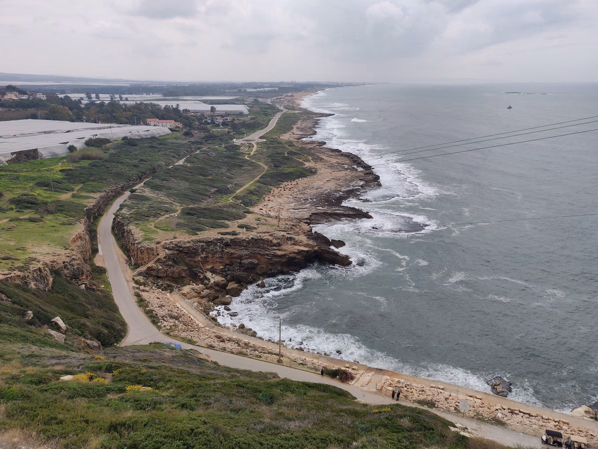 The mediterranean coast at the border with Lebanon