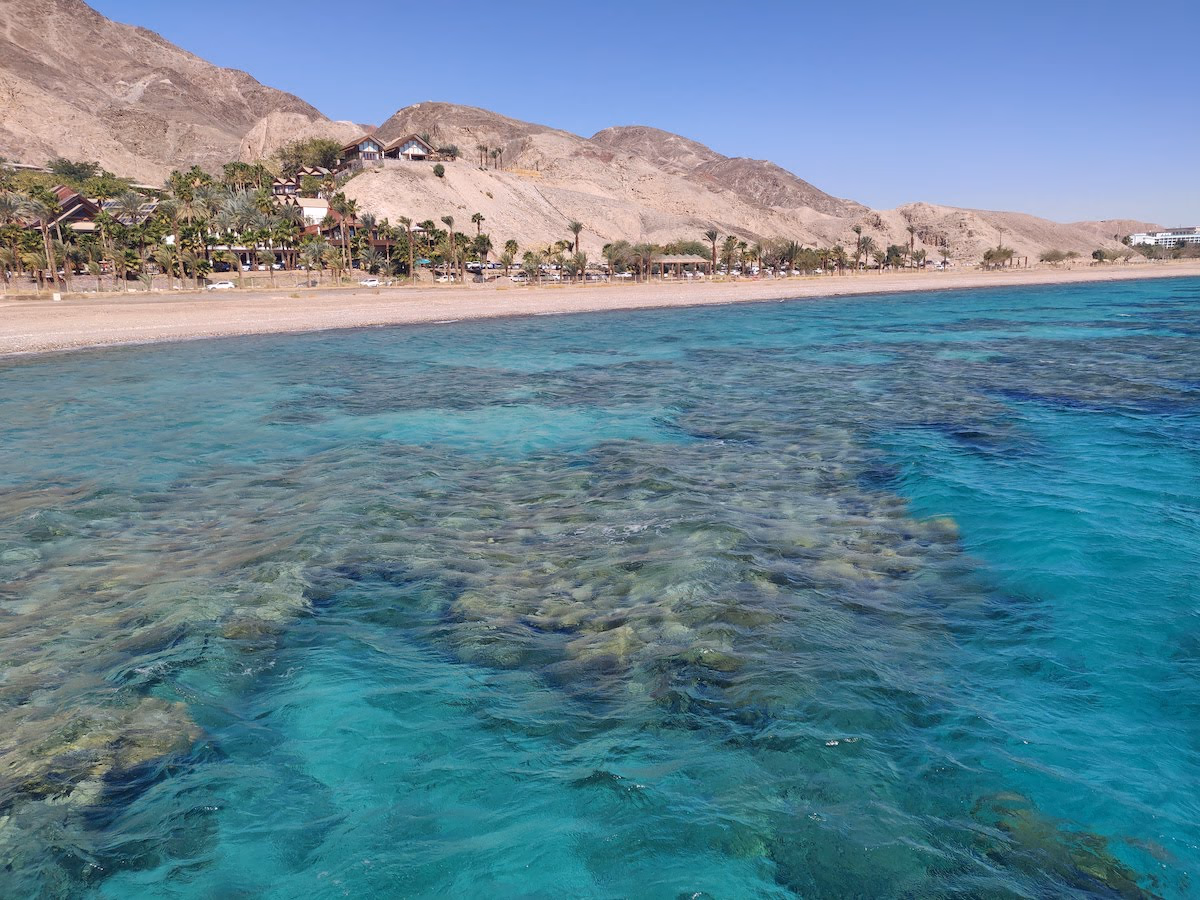 Clear blue waters and coral reefs