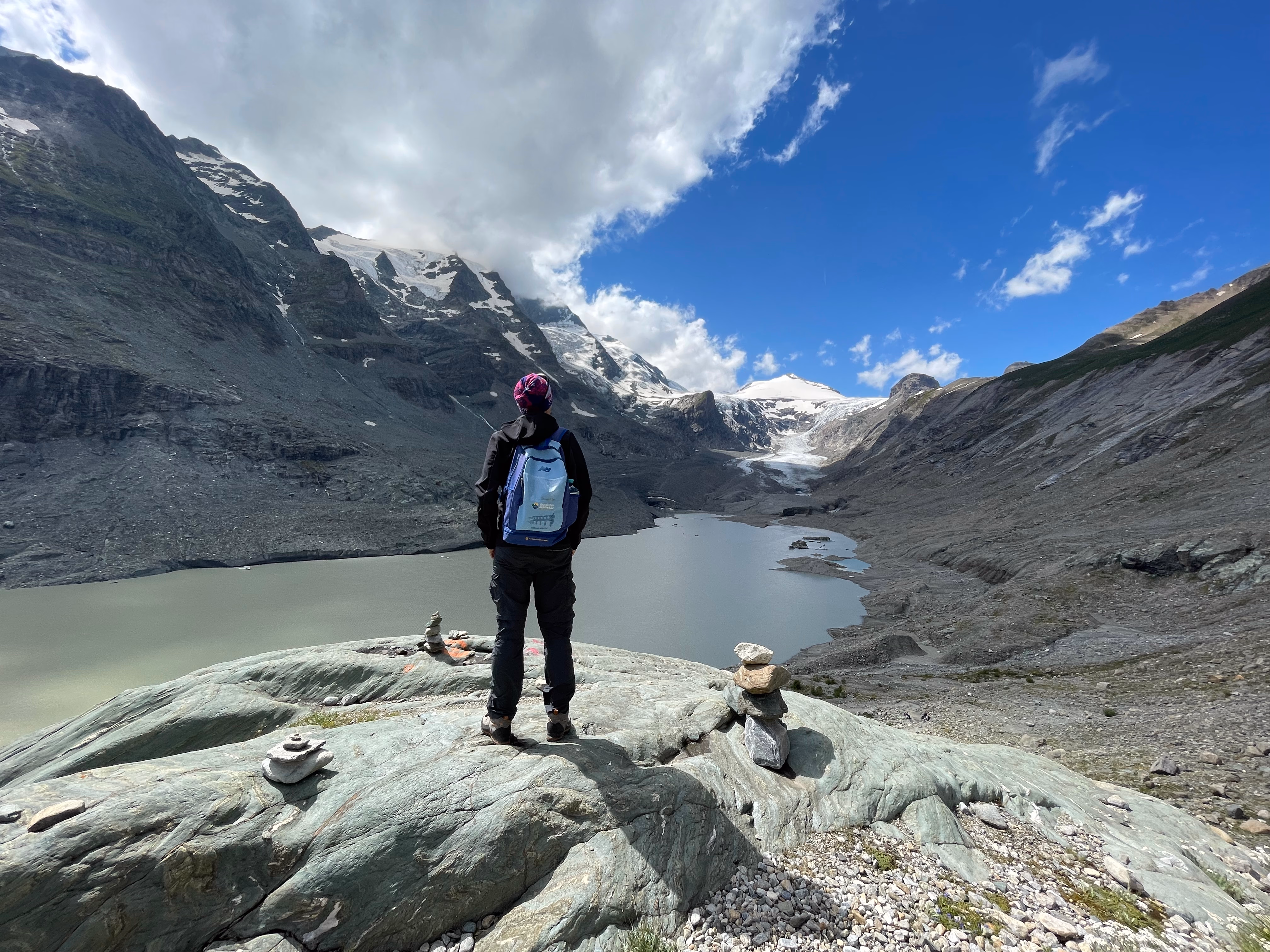 Grossglockner lake with mountains in the background