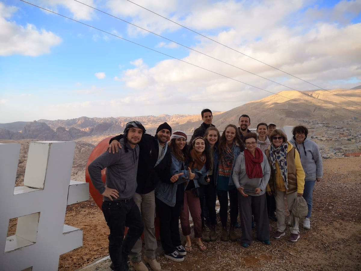 Group of people leaving Petra