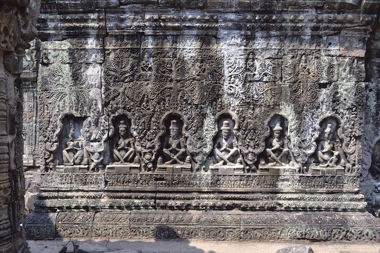Detailed sculptures in Angkor Wat