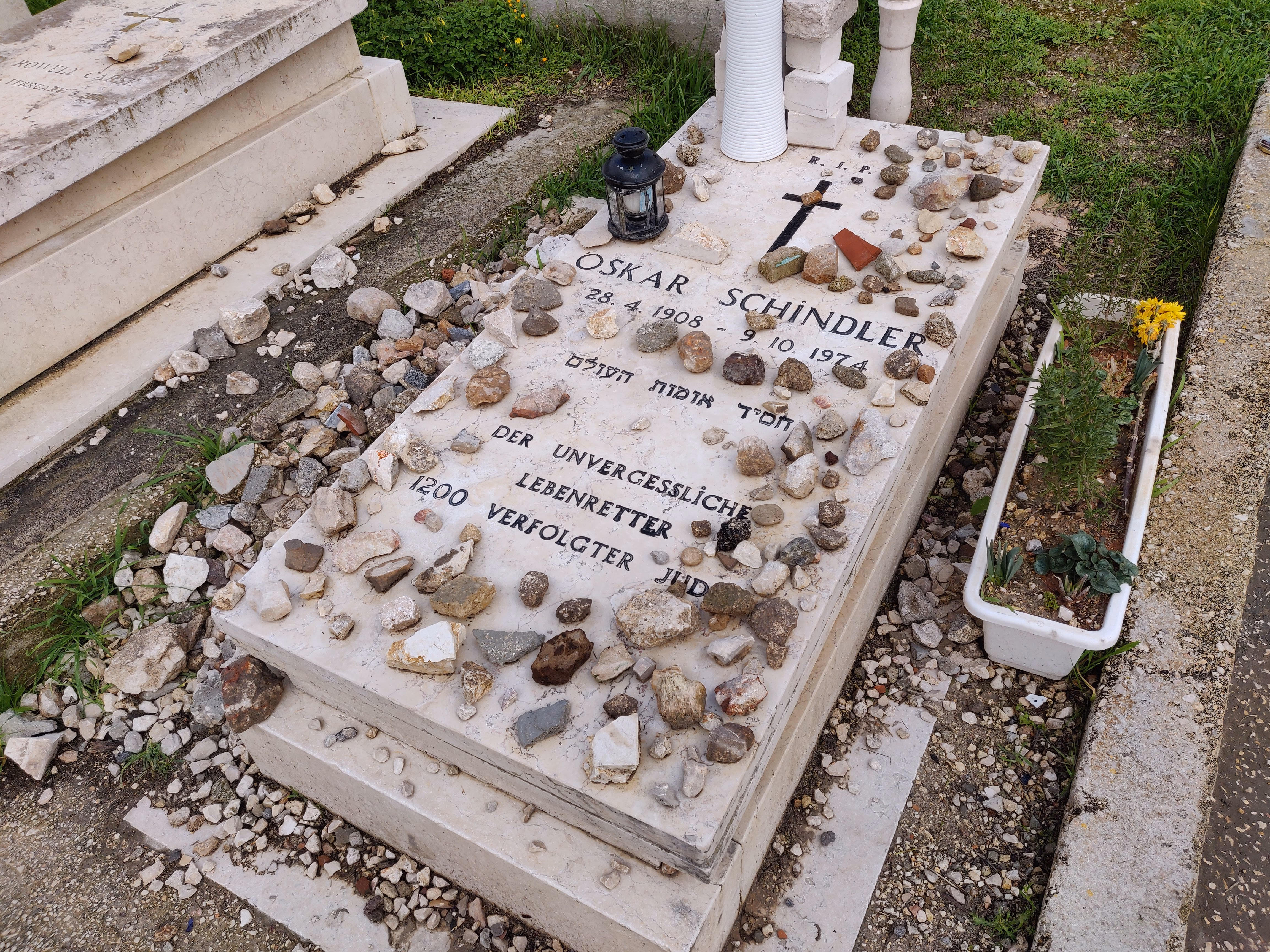 The grave of Oskar Schindler in the Jewish cemetery of the old town.