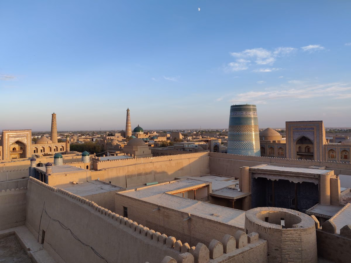 Sunset over the old town of Khiva.