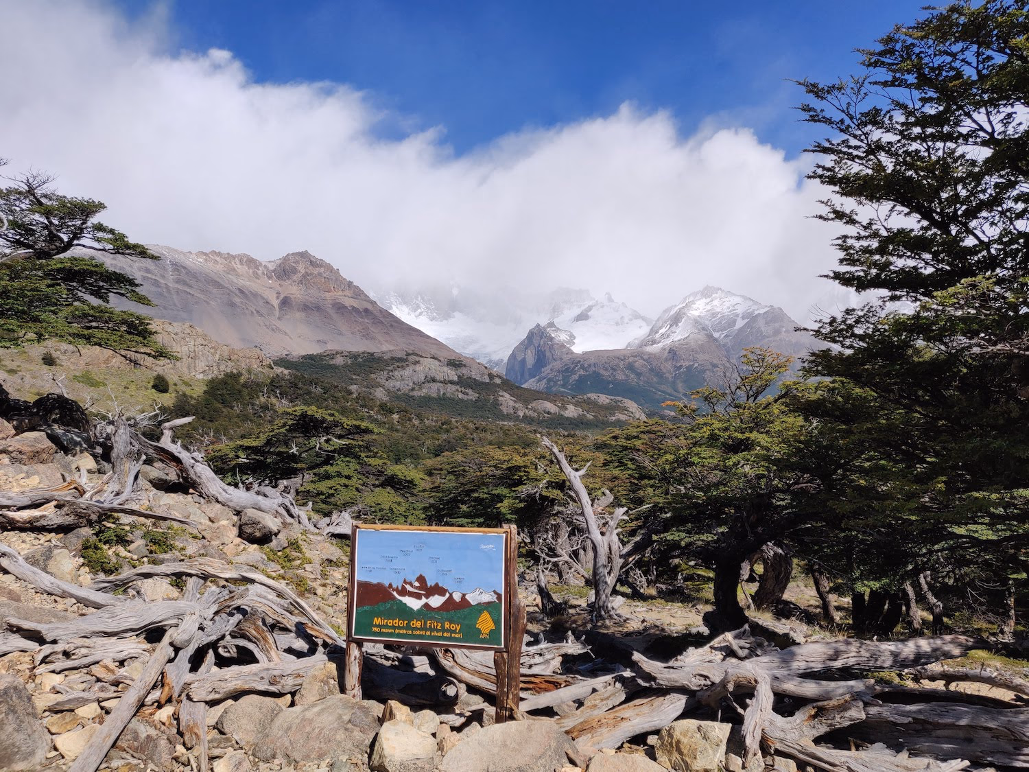 Mount Fitz Roy in the clouds