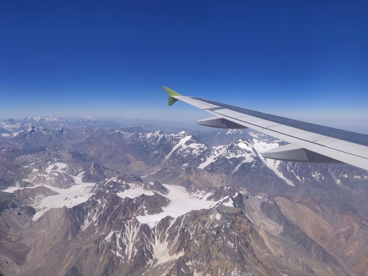 View of the Andes from our flight to Santiago.