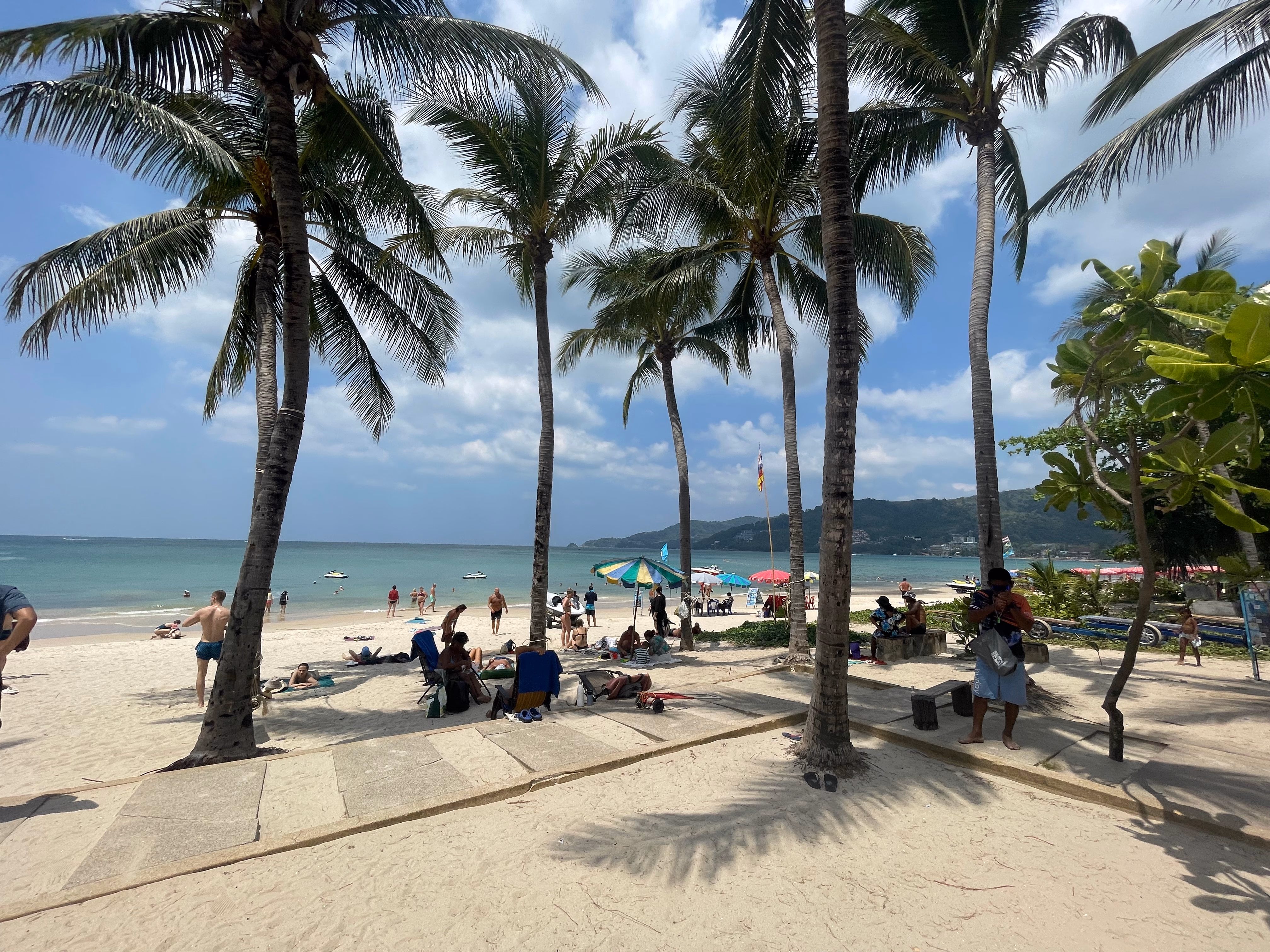 Sandy beach with palm trees in Patong.
