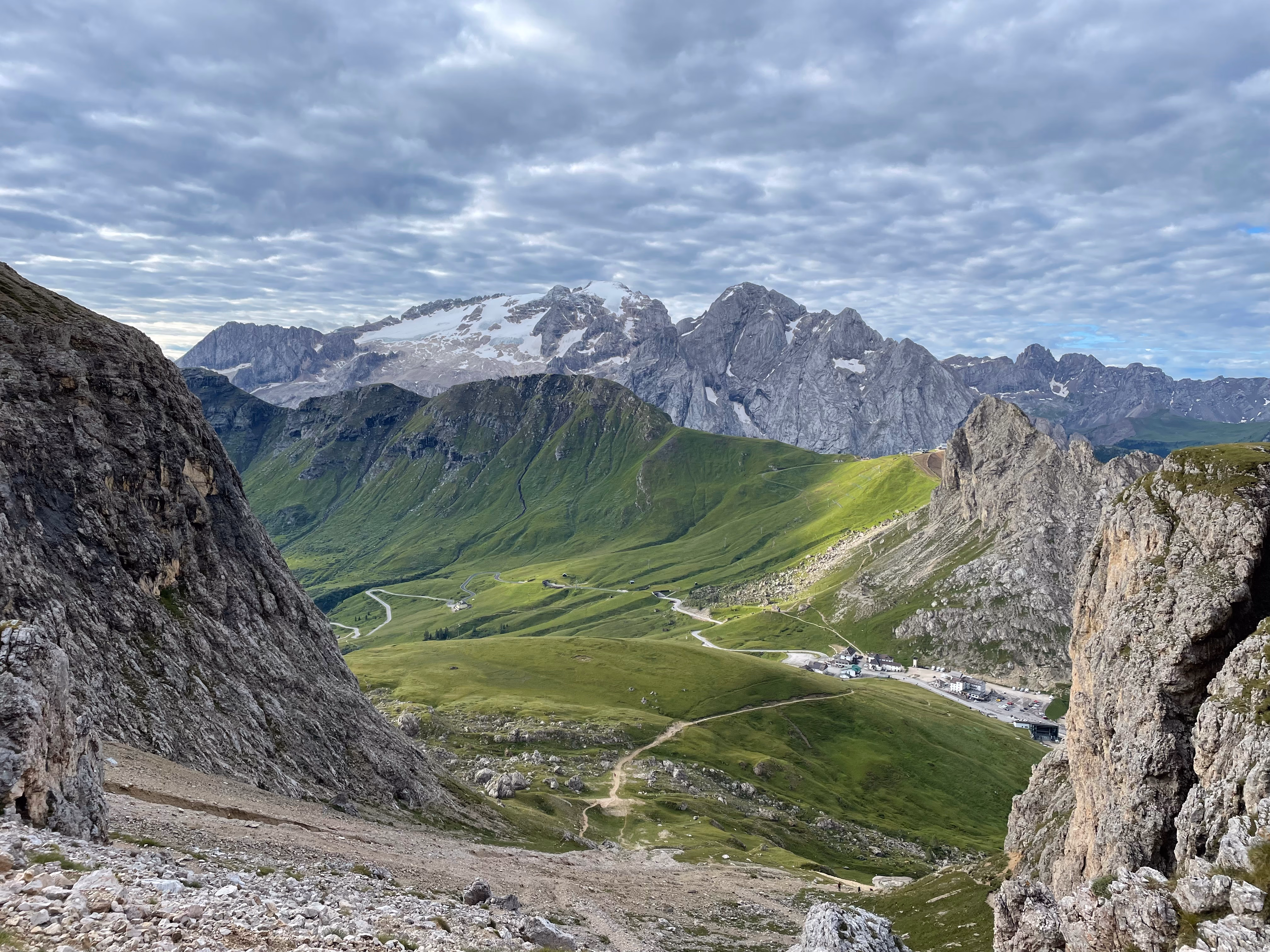 Marmolada peak and glacier seen from the distance