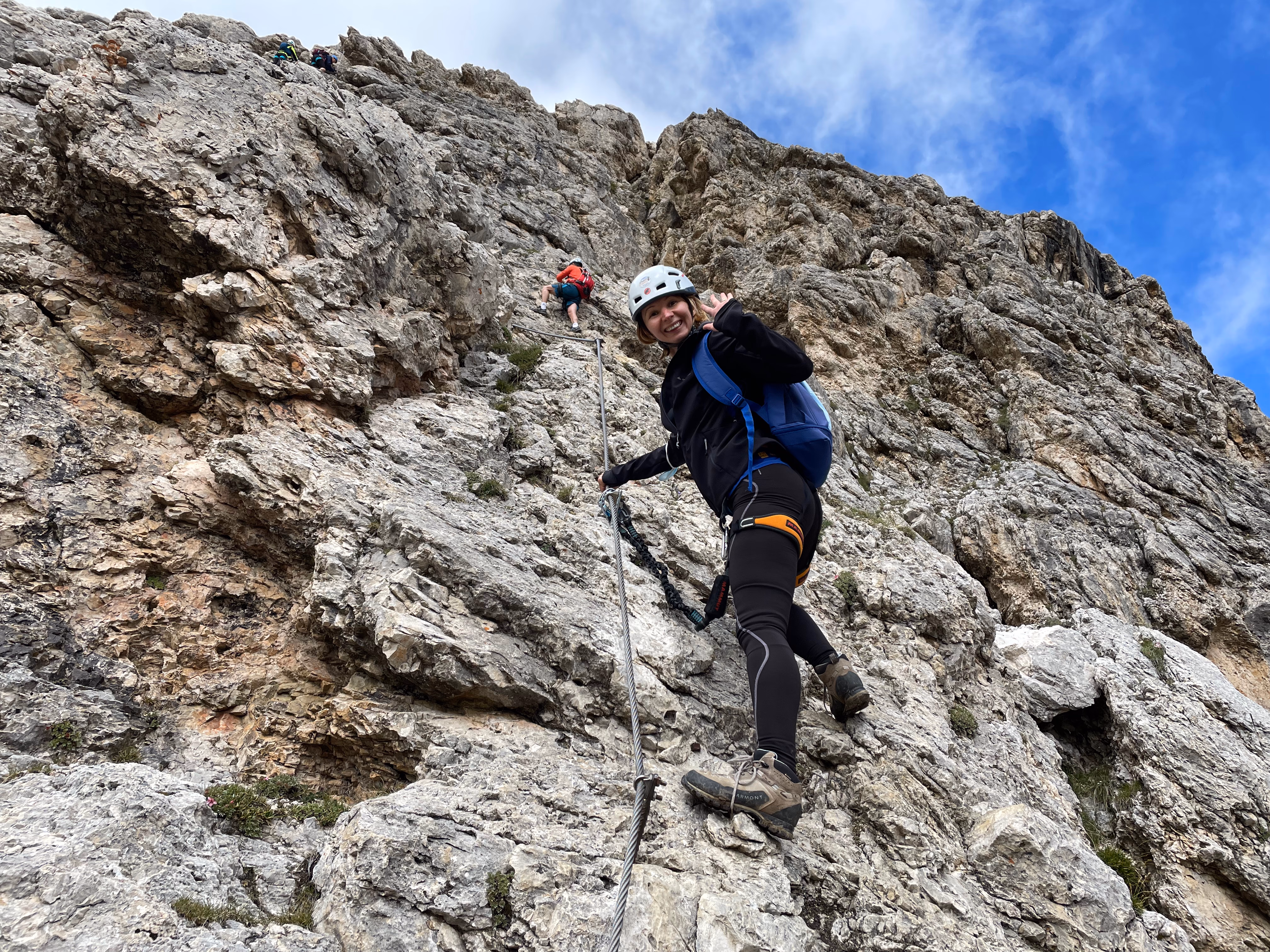 Small Cir ferrata with a steel cable and a handrail