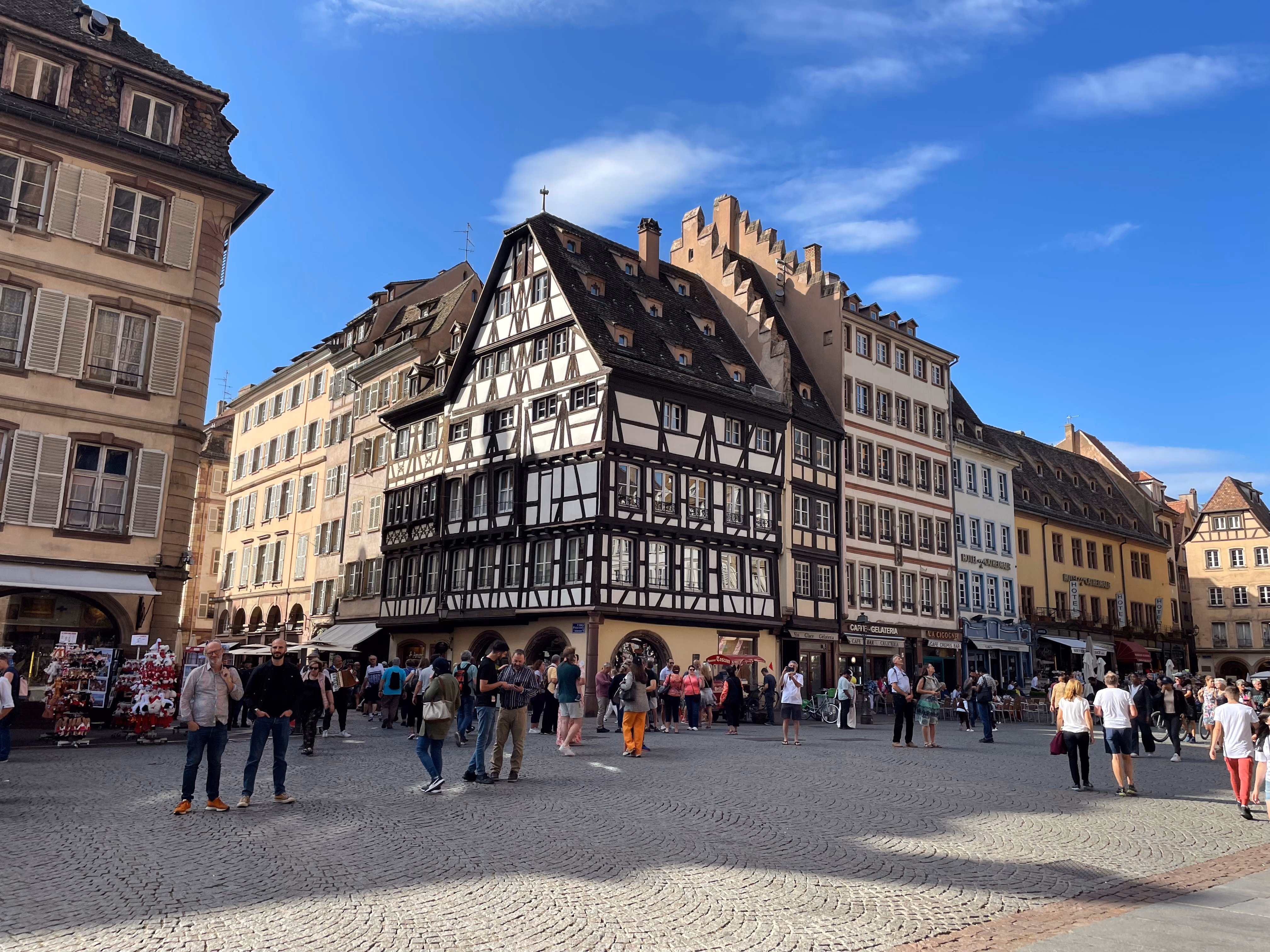 Old half-timbered houses in the city center of Strasbourg.