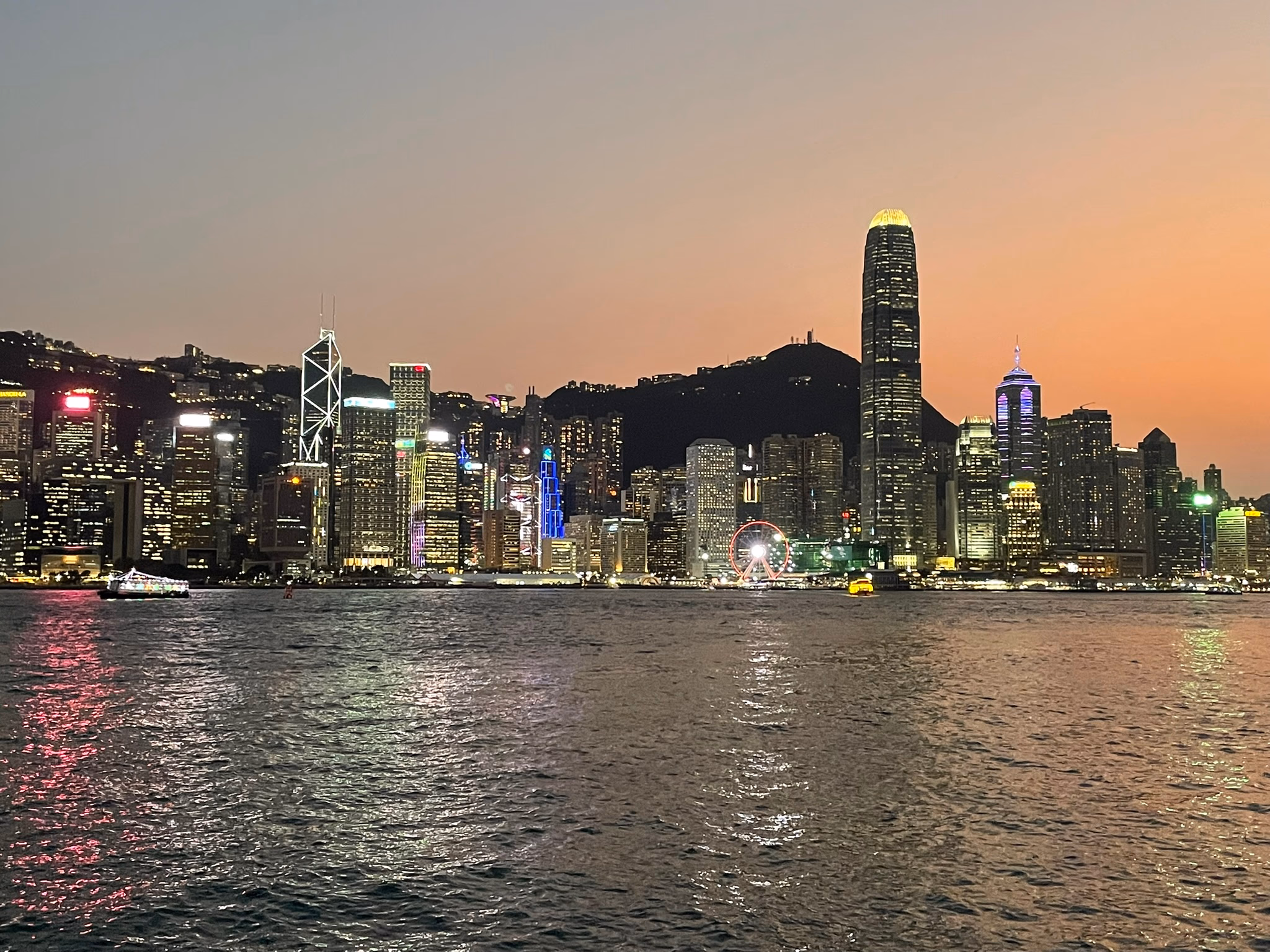 Victoria Harbour at sunset.