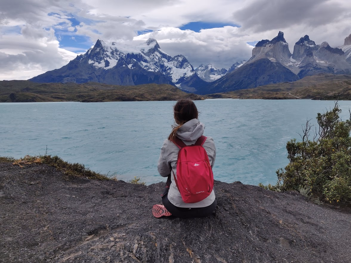 The view of the Cuernos and Lake Pehoé.