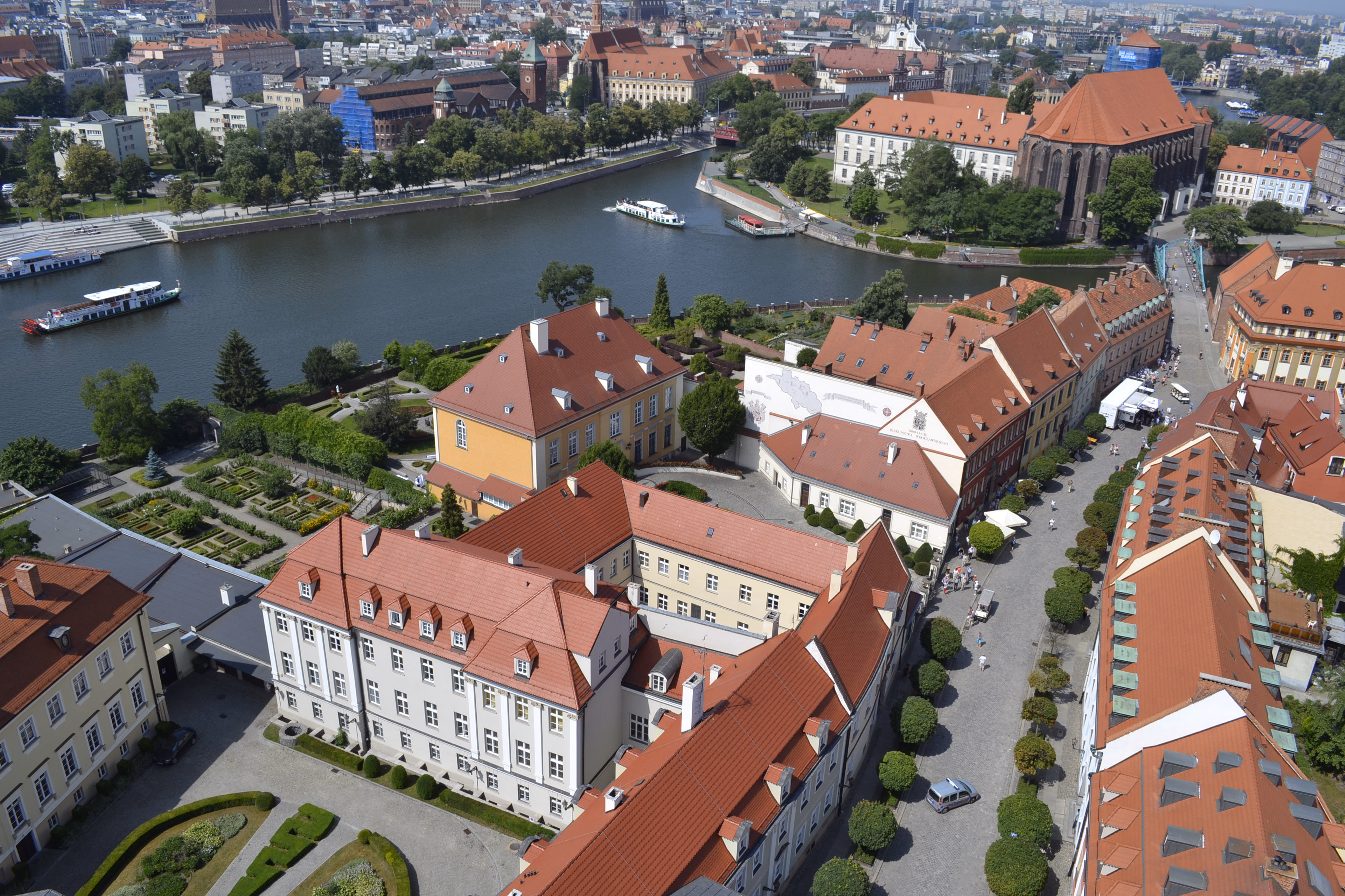 A small island on the Oder river in Wrocław.